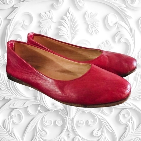 Source Unknown Shoes - Red Leather Ballet Flats